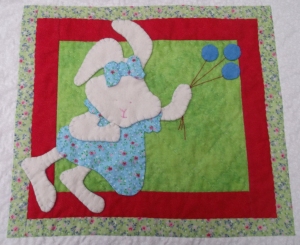 Bunny lap quilt panel close up